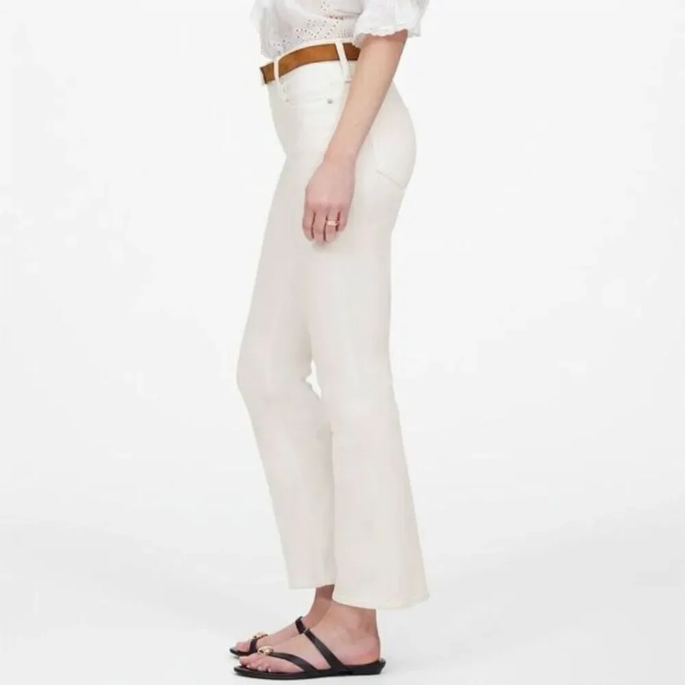 NWT Madewell Women's Tall Kick Out Crop Jeans Pure White Size 28 Mid-Rise Summer